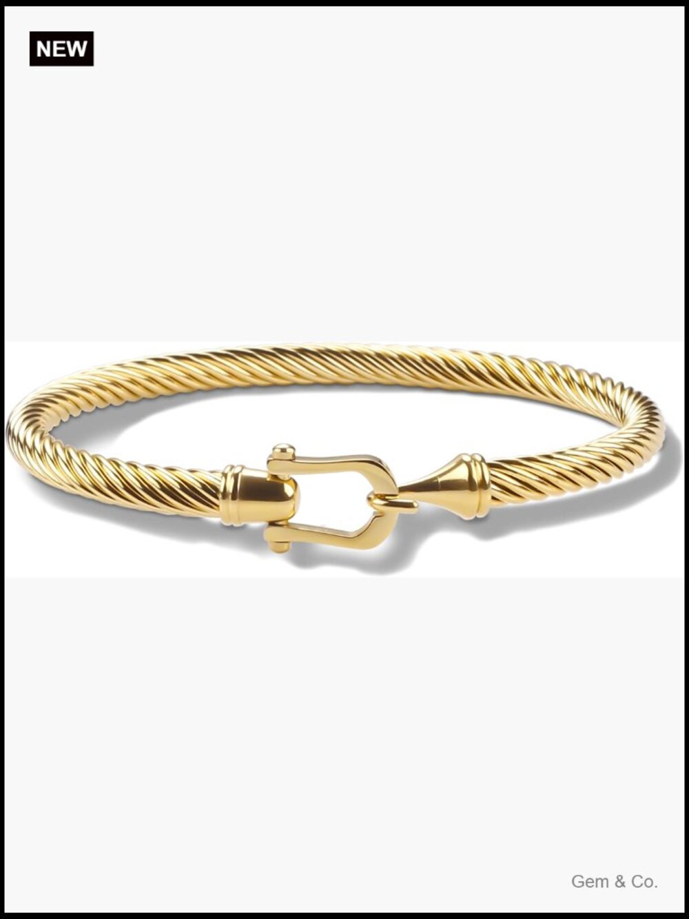 Stainless Steel Twisted Cable Cuff Bracelet Hook Clasp Women Jewelry